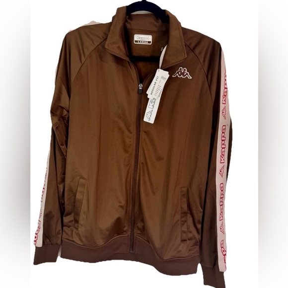 New With Tags Kappa Brown with Pink/Cherry Logo Tape Track Jacket in Size L
